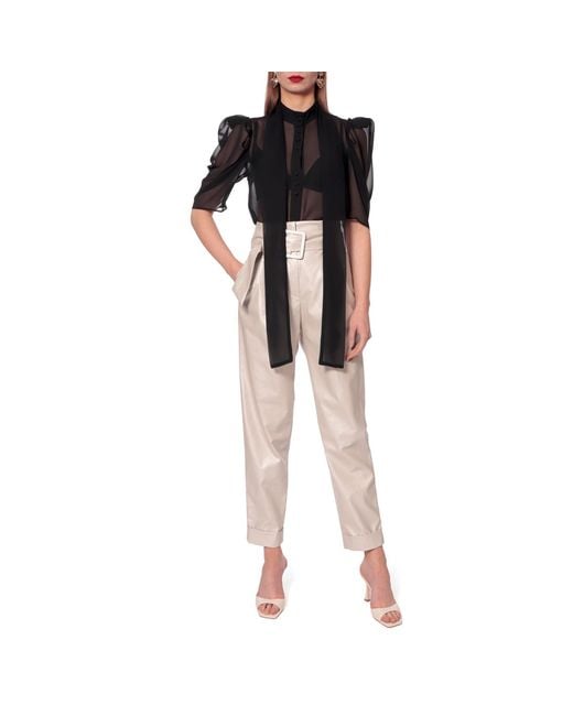 AGGI by HALEWSKI Black Angel Pure Short Puffed Sleeve Chiffon Blouse