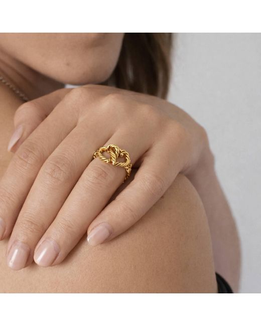 Unaloe Metallic Intertwined Heart Ring
