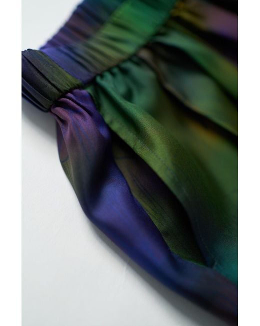 Lost Pattern Green Brooklyn Silk Wide Leg Pants