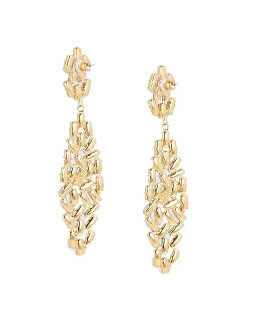 Otazu Metallic Golden Baguette Statement Earrings