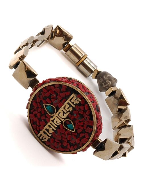 Ebru Jewelry Brown Om Mani Padme Hum Coral Mantra Bracelet