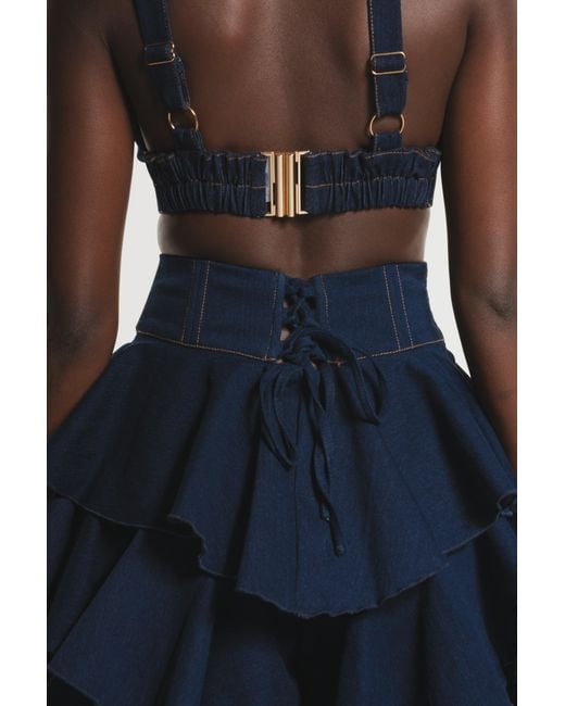 Ofuure Blue Azure Denim Bra Top