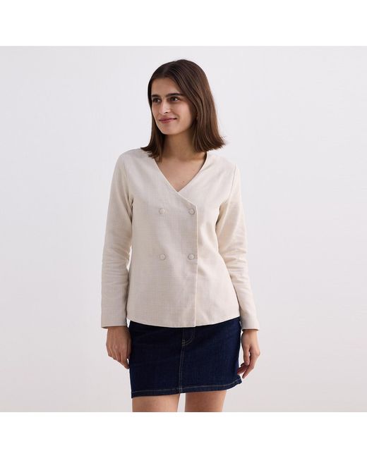 REISTOR White Fitted Cotton Tweed Jacket