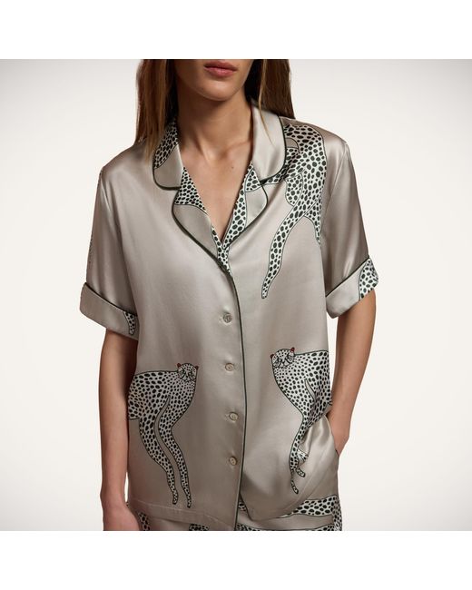 Piola Gray Silk Short Pyjama Set Printed