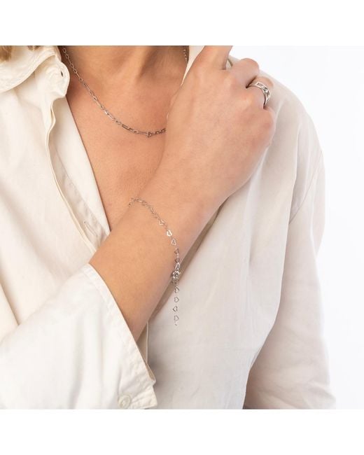 Spero London Metallic Love Heart Sterling Chain Bracelet & Necklace Set
