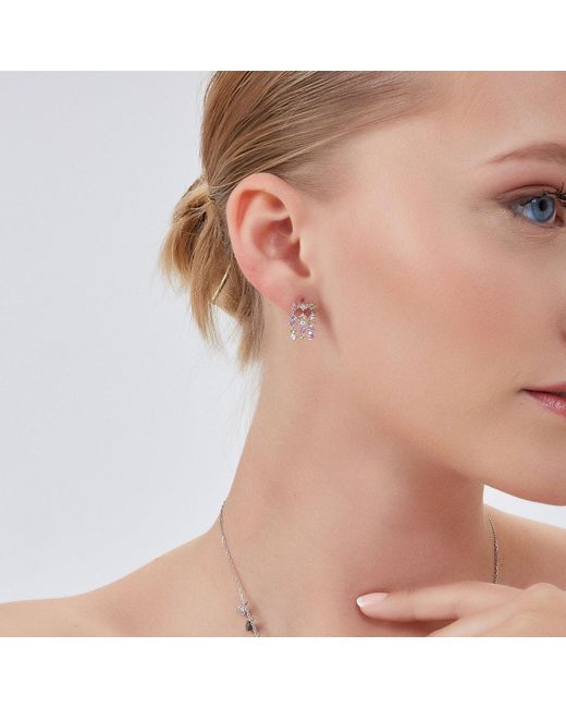Spero London Metallic Colourful Jewelled Sterling Cluster Stud Drop Earring