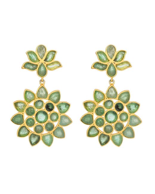 Opium Jewels Green Water Lotus Statement Earrings