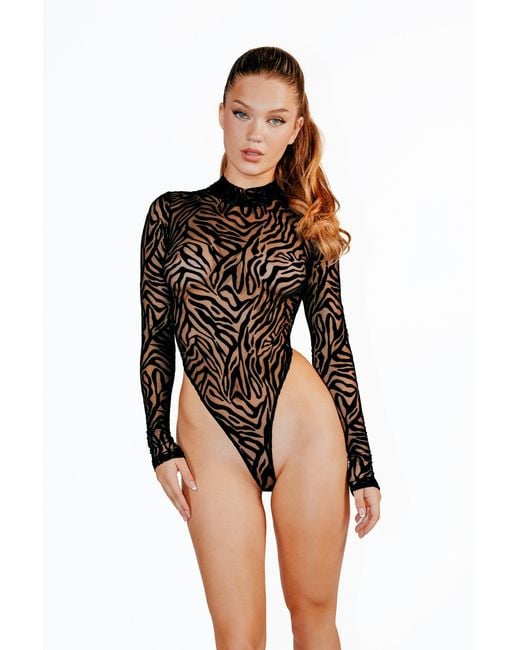 Perilla Lingerie Black Kylie Long Bodysuit