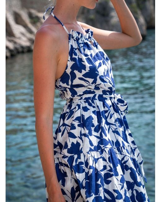 Change of Scenery Blue Neutrals Abbie Halter Dress