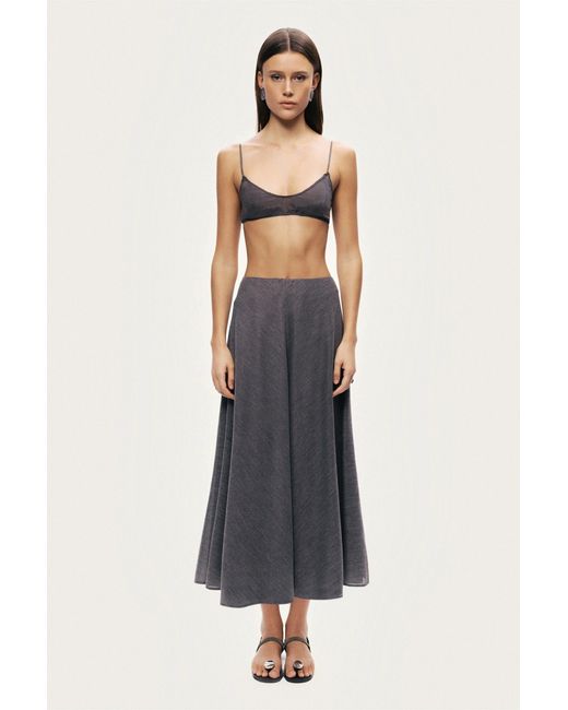 Nocturne Gray Flowing Midi Skirt
