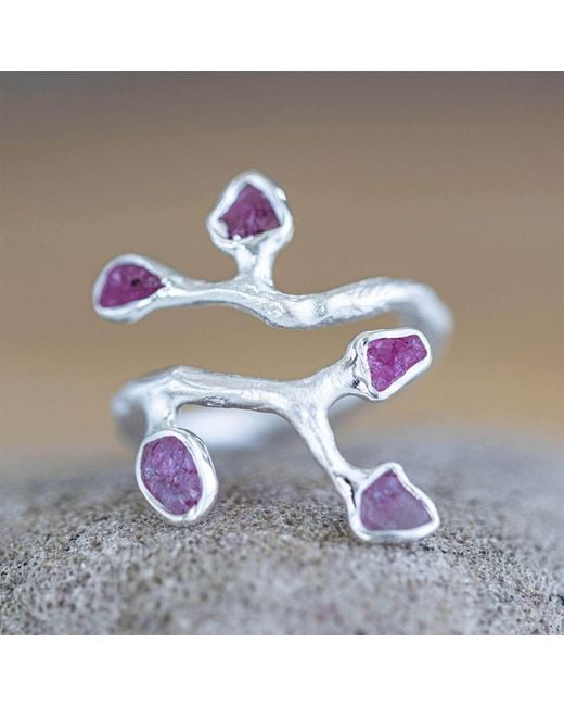 German Kabirski Purple Tinta Nature Inspired Ring With Raw Ruby