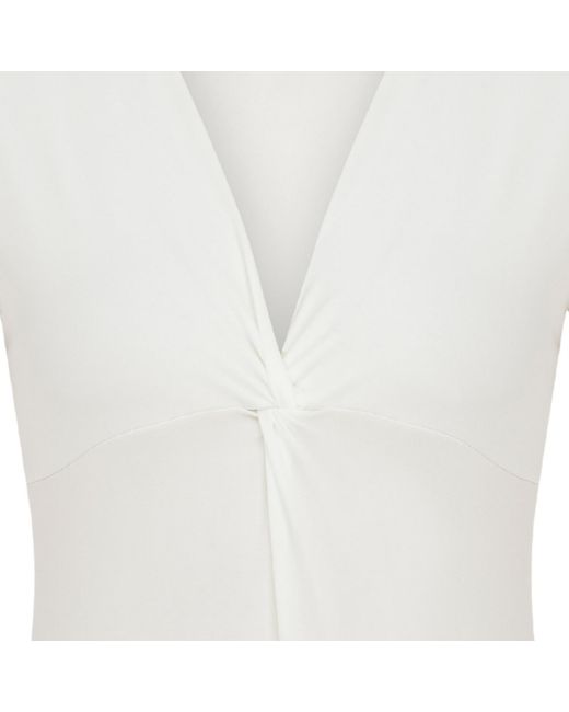 Maan Istanbul White V-Neck Knot Detail Bodysuit