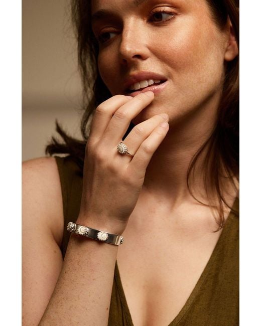 Arianne Delaney White Sterling Shiva Shell Gemstone Ring