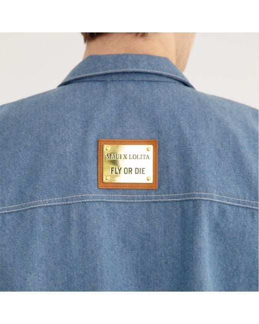 Maui X Lolita Blue Ruler Oversized Denim Vest for men