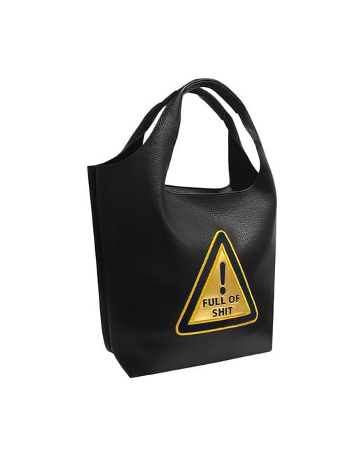 Lilly Loves Black Warning Full Of Shit Handbag