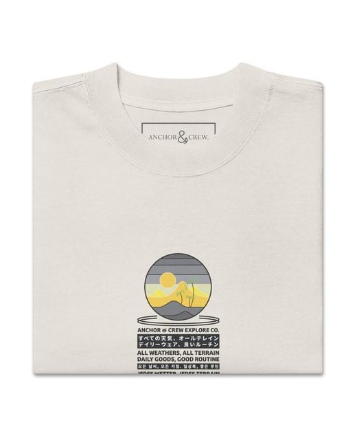 Anchor and Crew White Neutrals Faded Bone Desert Surf Explore Co. Oversized Cotton T-Shirt