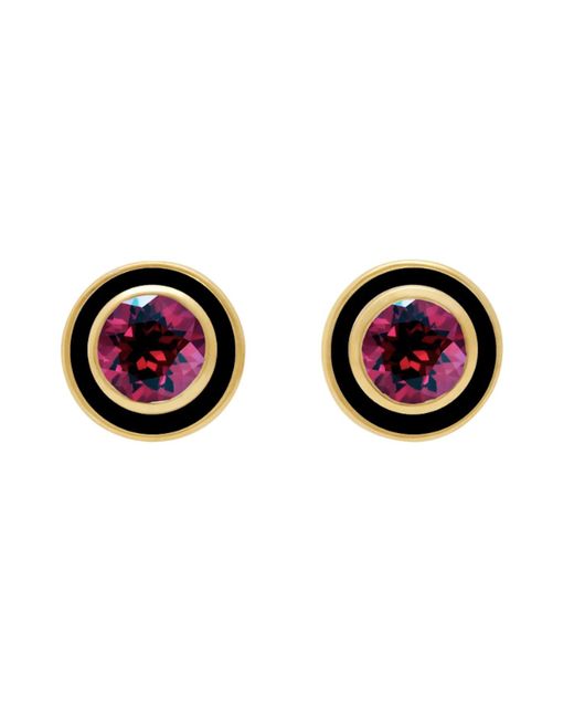 Augustine Jewels Multicolor Rhodolite Black Enamel Earrings