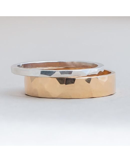 Kate Koel White Mixed Metal Ring Set