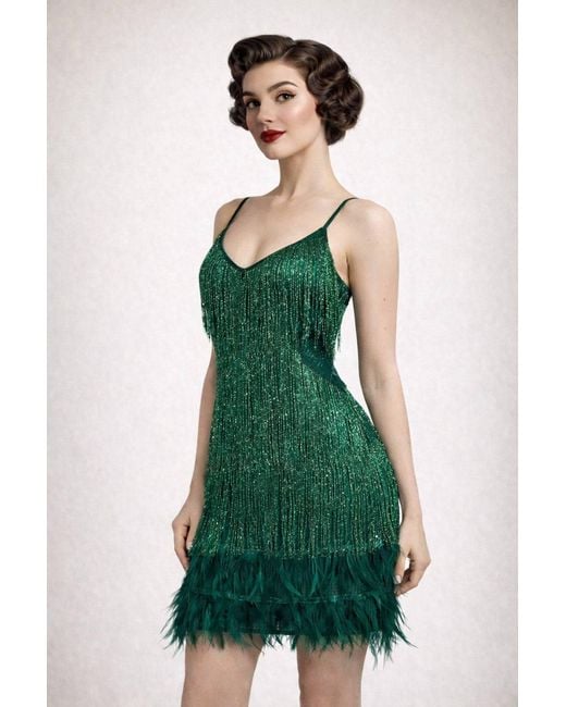 Pretty Eccentric Green Hundred Watt Tassel Dress