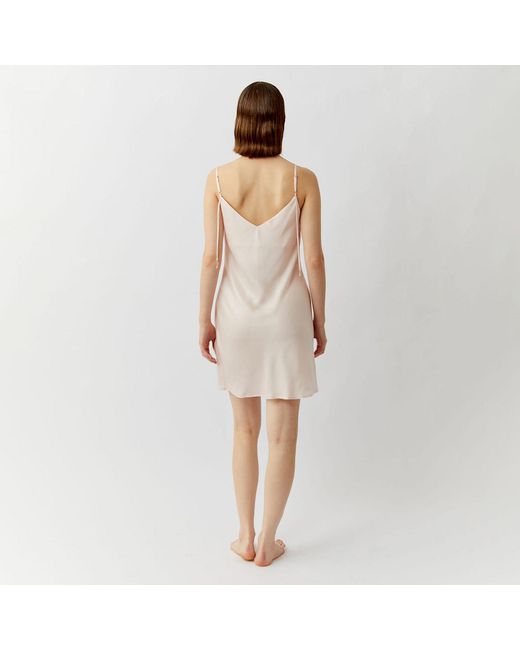 Silkinc Pink Crystal Bias Cut V-Neck Mini Slip Dress