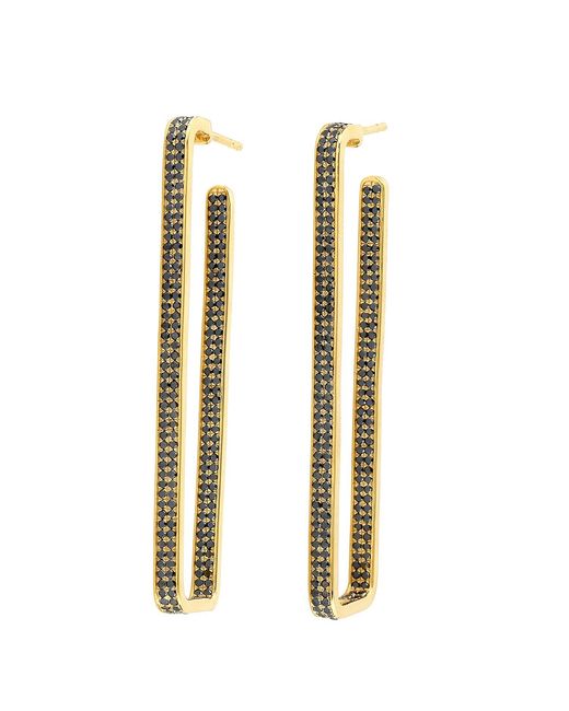 Artisan Metallic Diamond Bar Hoop Earrings