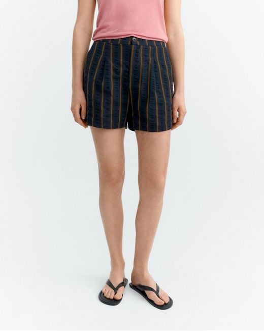 Thinking Mu Black Seersucker Shorts Stripes Nar