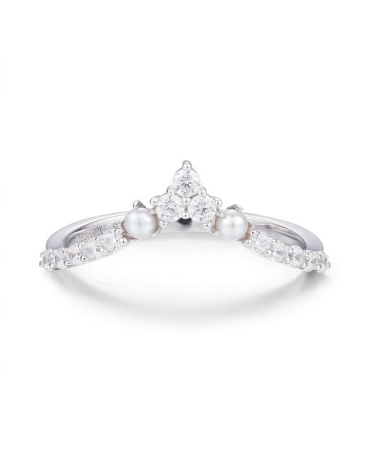 Azura Jewelry New York Metallic Pearl Crest Chevron Band Vermeil