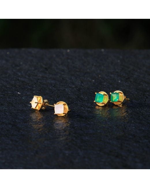 YAA YAA LONDON Metallic Neutrals New Mama Vermeil Moonstone Stud Earrings
