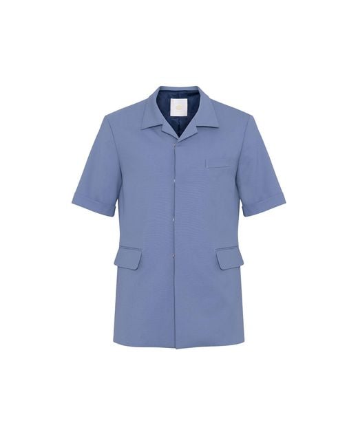 Ayana Designs Blue Short Sleeve Tailored Shirt Jacket for men