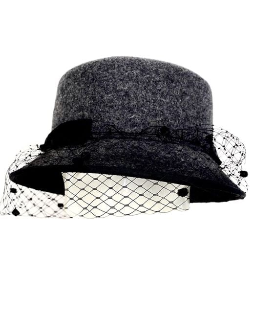 Misa Harada Millinery Gray Lucille Veiled Bucket Hat