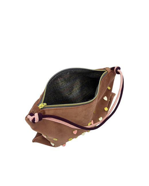 Hilo De Mar Brown Velvet Bag With Charms