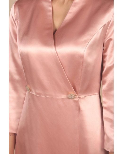 Santinni Pink Astor Silk Taffeta Dress Coat