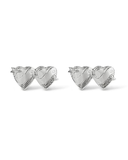 Déclarer Metallic Double Heart Stud