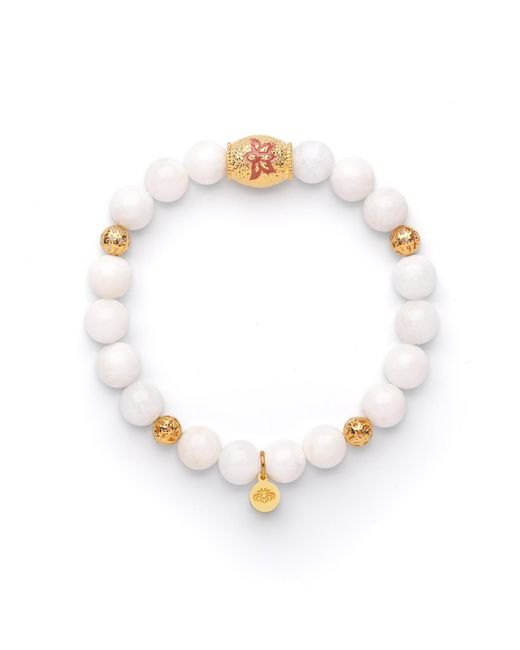 Seven Saints Metallic Illumination And Creativity Lotus Beaded Moonstone Bracelet