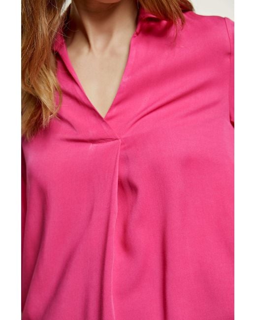 Conquista Pink Relaxed Viscose V-Neck Blouse