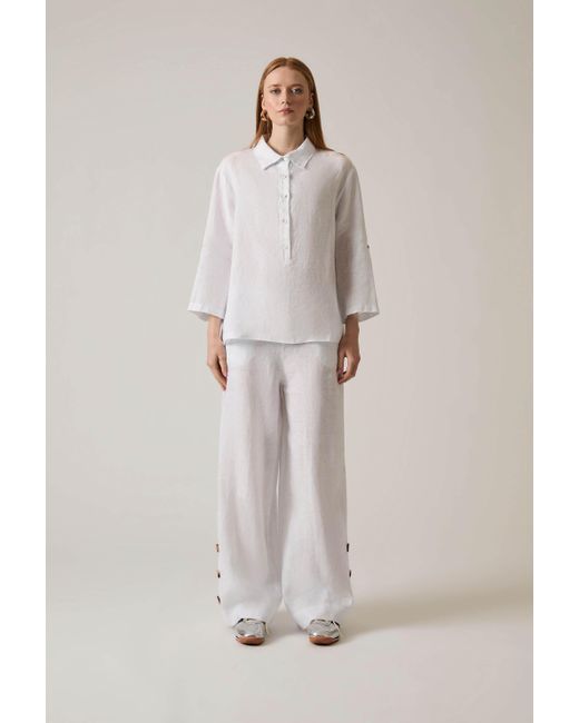 James Lakeland White Linen Blouse
