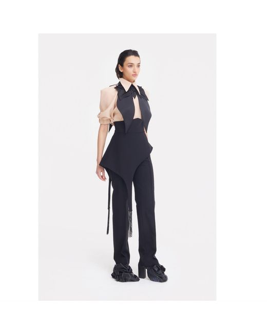 Julia Allert Black Oversized Satin Bib Collar