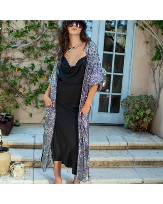 Jennafer Grace Gray Moonstone Noir Sequin Cocoon Jacket