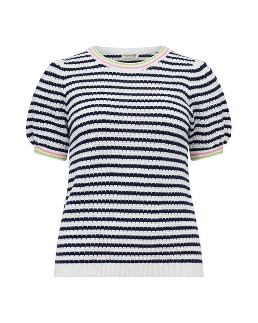 Sugarhill Black Coraline Knit Top Off, Nautical Stripe