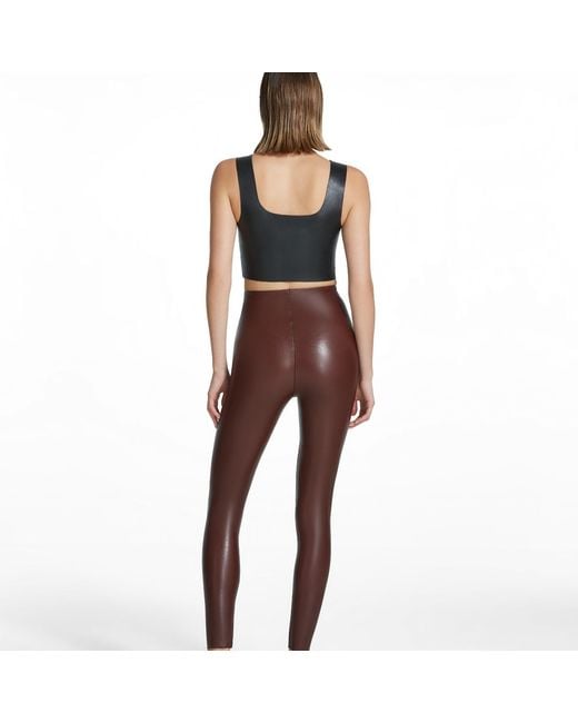 Commando Brown Faux Leather Legging, Oxblood Slg06