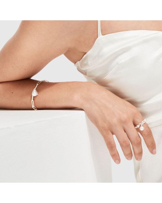 Ora Pearls Metallic Aelia Pearl Chain Ring