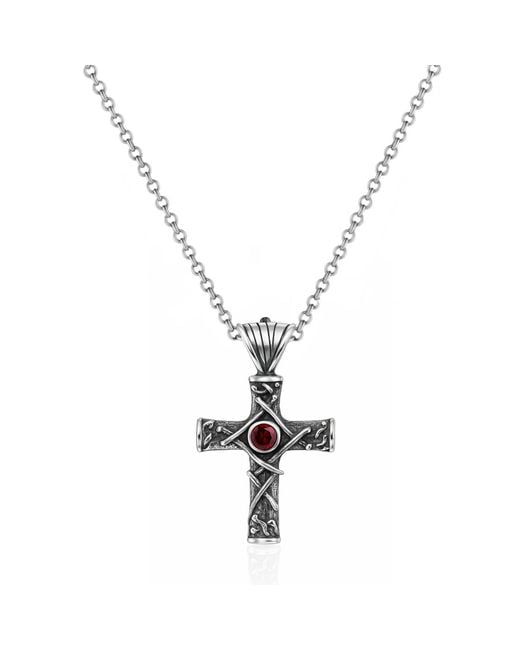 Unaloe Metallic Harmony Cross Necklace With Ruby
