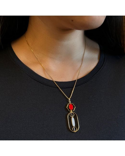 Aracheli Studio Metallic And Vintage German Glass Beads Art Deco Chain Necklace