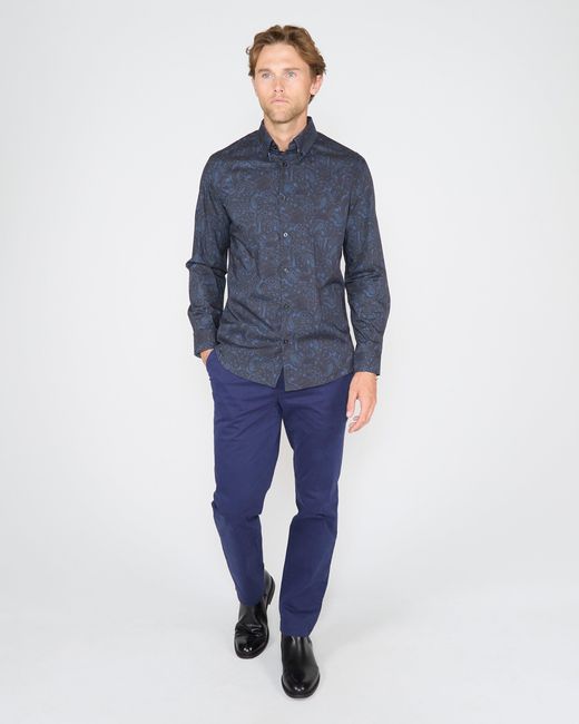 Lords of Harlech Blue Morris Madrid Paisley Shirt for men