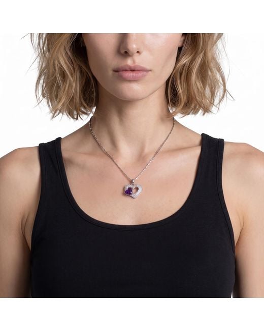 Modenaire White Double Heart Crystal Pendant Necklace