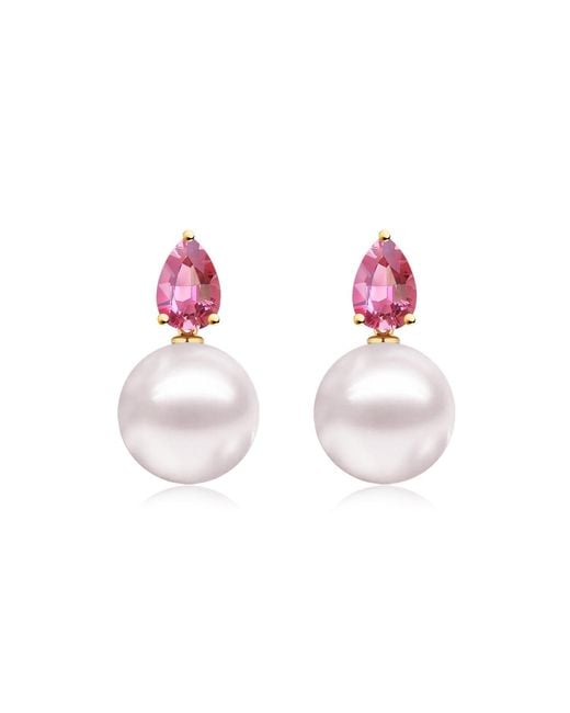 Kai Fine Jewelry Pink Solid Natural Tourmaline & Freshwater Pearl Venus Tears Convertible Earrings
