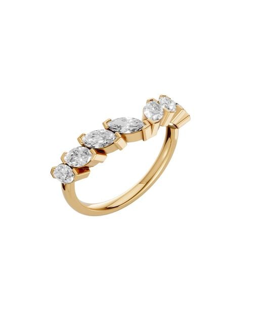 Aya Fine Jewelry Metallic Marquise 1.08 Ctw Lab Diamond Curved Wedding Band