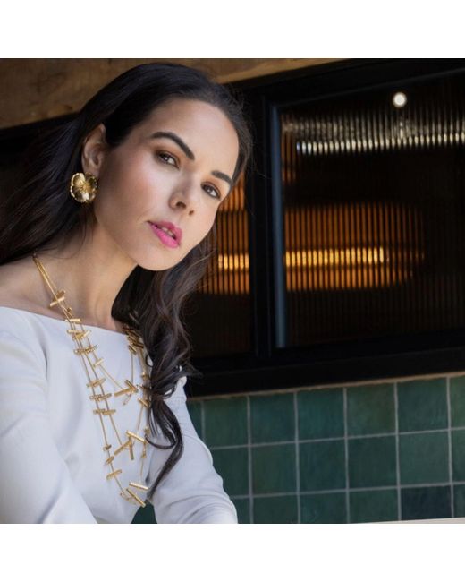 Meraki by Rashmi Bajaj Metallic Golden Ladder Layered Necklace