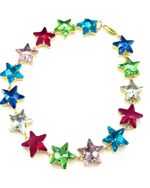 Achala Handcrafted Blue American Dream Star Crystal Necklace