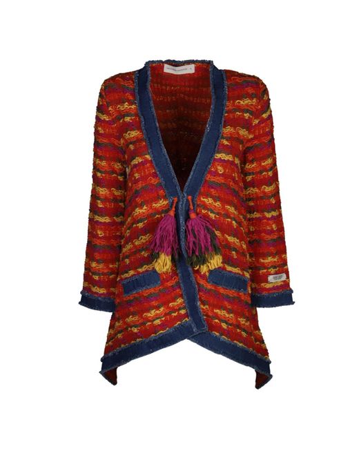 The Extreme Collection Knitted Linen Blend Cardigan Taddeo in Red | Lyst  Canada